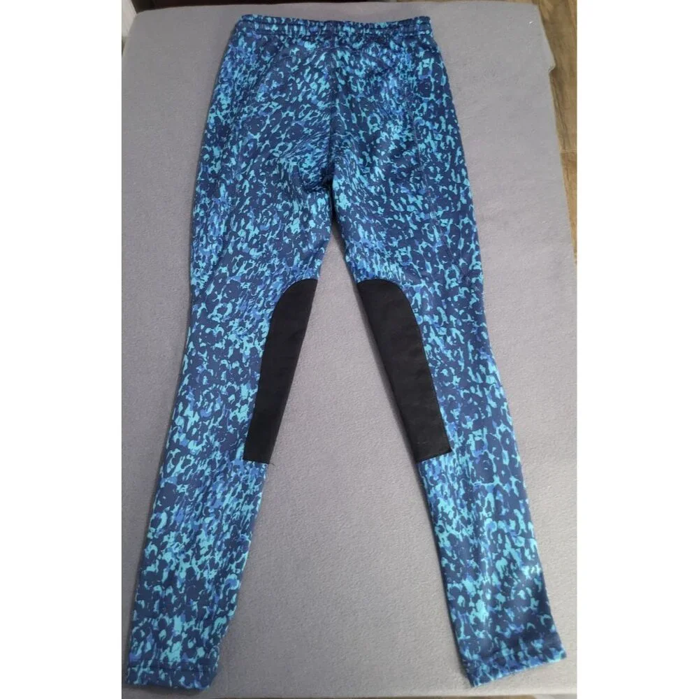 Kerrits Knee Patch Performance Tight Equestrian Pants Topaz Brushstroke Girls XL